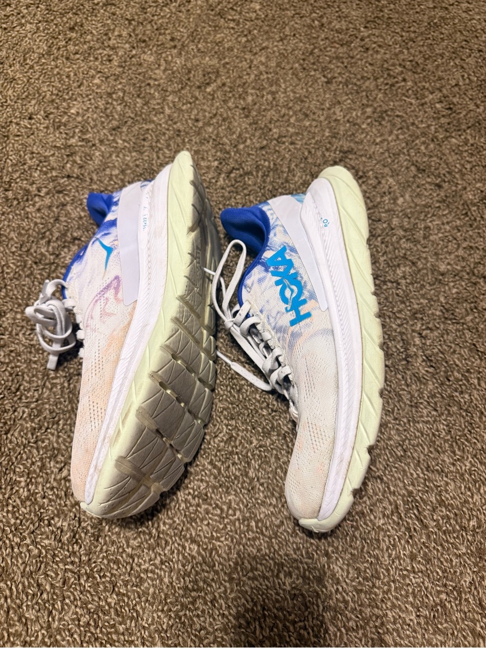 Hoka One One Women's White and Blue Running Sneakers 7.5B - Picture 3 of 8
